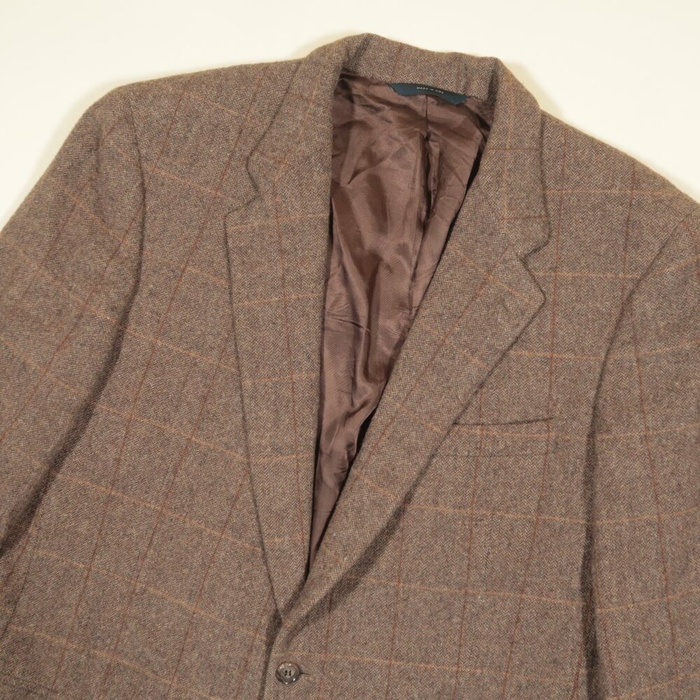 Brooks Brothers Camel Hair Blazer Mens 41L Fits 42L Brown Tattersall Herringbone